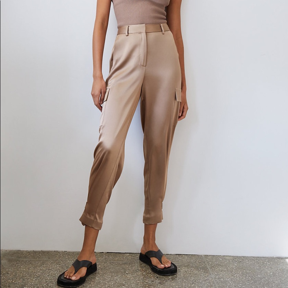 refinded satin cargo pants